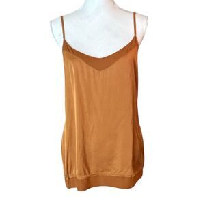 LA FEE MARABOUTEE Cognac Satin Cami Tank French Boutique Brand
